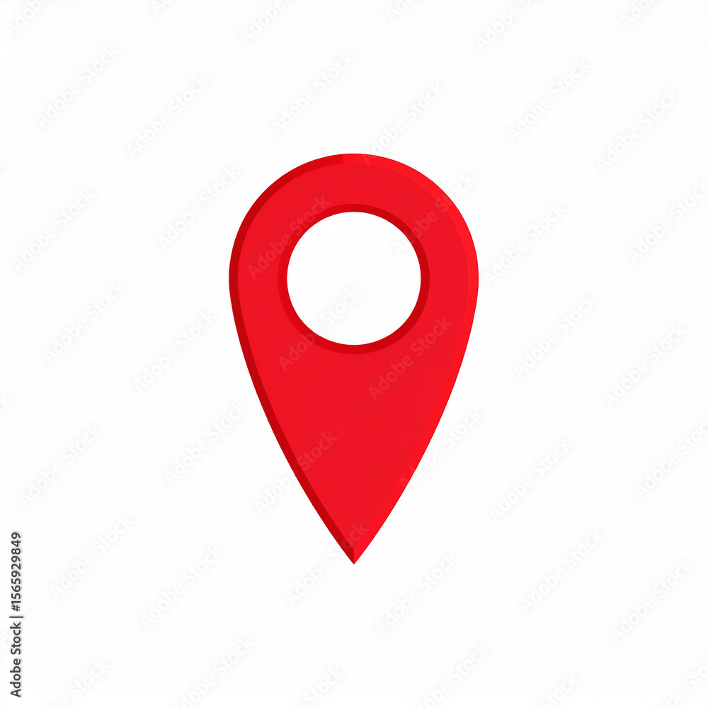 Poster simple and clean red map pin location icon isolated on a white background perfect for navigation and