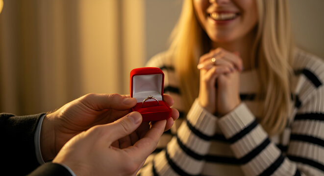 She said yes Romantic proposal engagement ring surprise love marriage wedding happy couple relationship forever