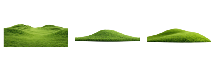 Green grass hill with smooth curves and natural texture, peaceful landscape with vibrant green color and soft light