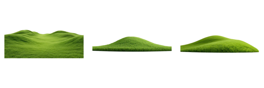 Green grass hill with smooth curves and natural texture, peaceful landscape with vibrant green color and soft light