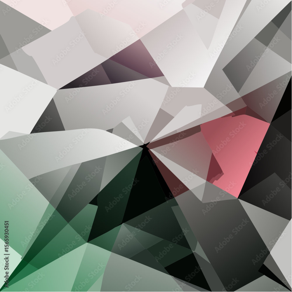 Aufkleber a bold vector with jagged shards and broken triangle forms in black, crimson, and ivory. clean lines