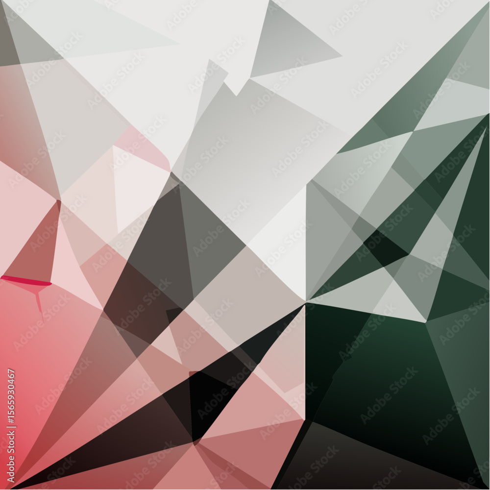 Aufkleber a bold vector with jagged shards and broken triangle forms in black, crimson, and ivory. clean lines