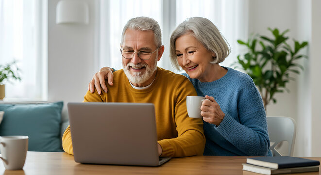 Happy Senior Couple Enjoying Tech Together Retirement Lifestyle Goals Digital Inclusion