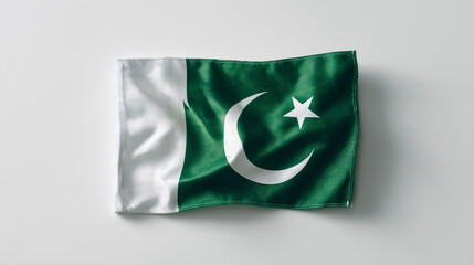 Pakistan Flag: A vibrant image showcasing the national flag of Pakistan, with its distinctive green field and white crescent moon and star, subtly waving.
