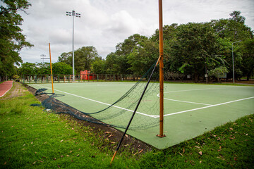 volleyball net on the green field