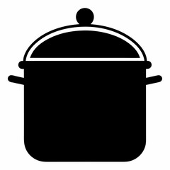 Title: Black Silhouette of a Cooking Pot with Lid