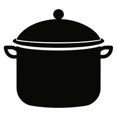 Title: Black Silhouette of a Cooking Pot with Lid