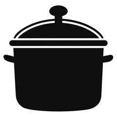 Title: Black Silhouette of a Cooking Pot with Lid