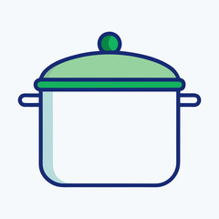 Title: Simple Line Art Cooking Pot with Lid