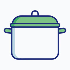 Title: Simple Line Art Cooking Pot with Lid