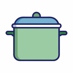 Title: Simple Line Art Cooking Pot with Lid
