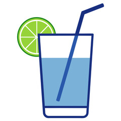 Fresh Lime Drink in Glass with Straw and Lime Slice