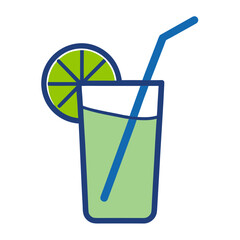 Fresh Lime Drink in Glass with Straw and Lime Slice
