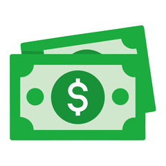 Green Dollar Bills Icon with Currency Symbol