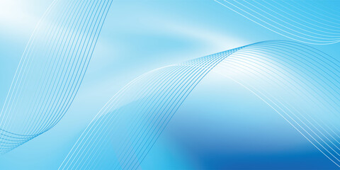 Abstract blue gradient background with shining lines waves. Minimalist background vector minimal illustration
