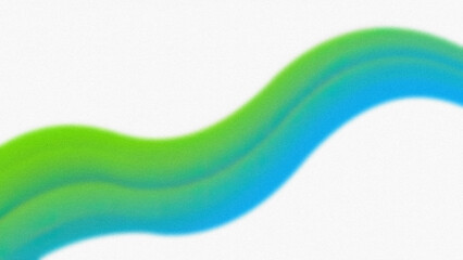 Smooth wavy gradient line of green and blue on textured white background