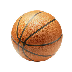 Orange basketball with black lines isolated on a transparent background