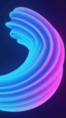 Swirling abstract shape with vibrant blue and pink neon light gradient on dark background