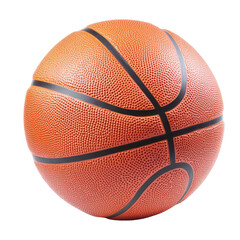 Orange basketball with black lines isolated on a transparent background