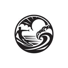 silhouette of a person surfing