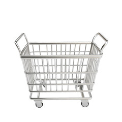 Silver Shopping Cart isolated on a transparent background