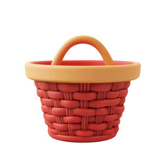 Woven Basket with Handle isolated on a transparent background