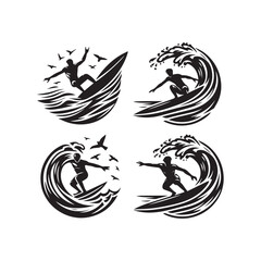 silhouette of a person surfing