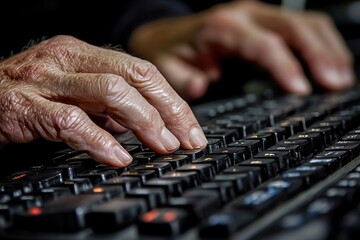 Close-up hands of people typing on a laptop keyboard, demonstrating focus and productivity in the workplace or home office, Generative AI