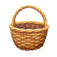 Woven Basket With Handle isolated on a transparent background