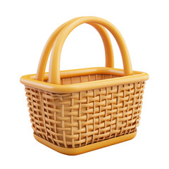 Woven Basket With Handles isolated on a transparent background