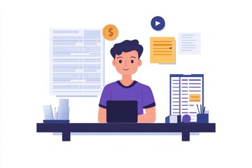 Entrepreneur calculating financial costs, businessman planning to expand his business and preparing to request a financial loan from the bank, Generative AI