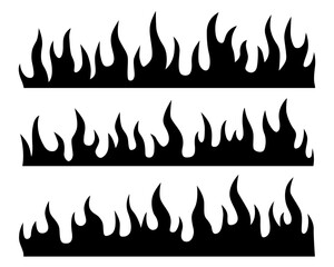 abstract fire vector black silhouette one set