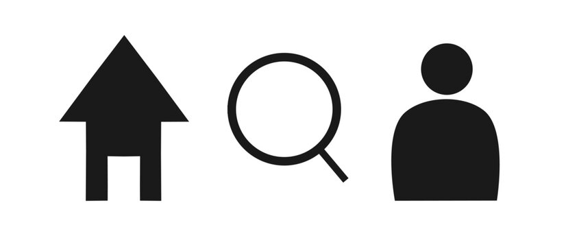 Minimal Web Interface Icons Set &ndash; User, Home, and Search Symbols &ndash; Flat Vector Design for UI/UX