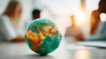 Premium Eco-Friendly Globe on Conference Table for Made In The Usa Day and Earth Day Summer Business Marketing Campaigns with Authentic Corporate Sustainability Focus