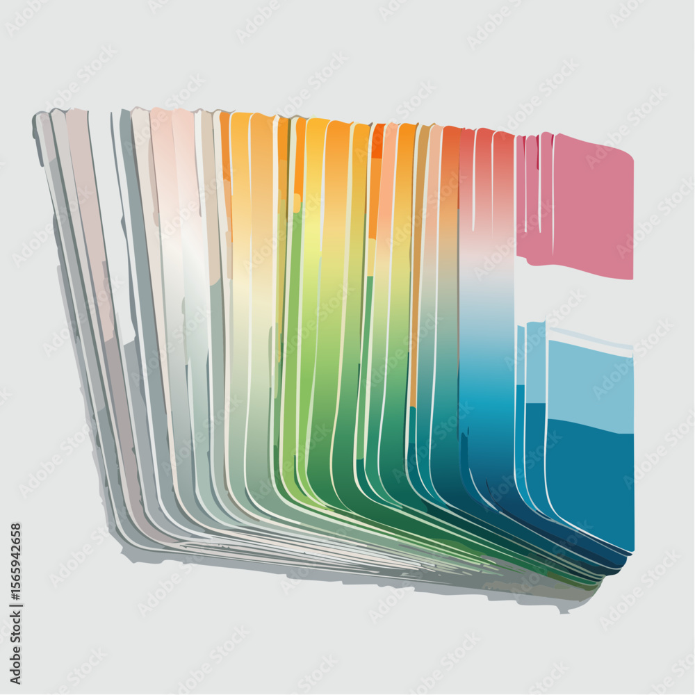 Poster a clean vector flat lay showing 10 long rectangular swatches in a tropical beach palette, stacked ve