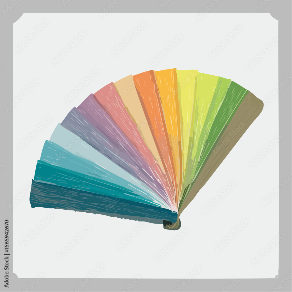 Poster a clean vector flat lay showing 10 long rectangular swatches in a tropical beach palette, stacked ve