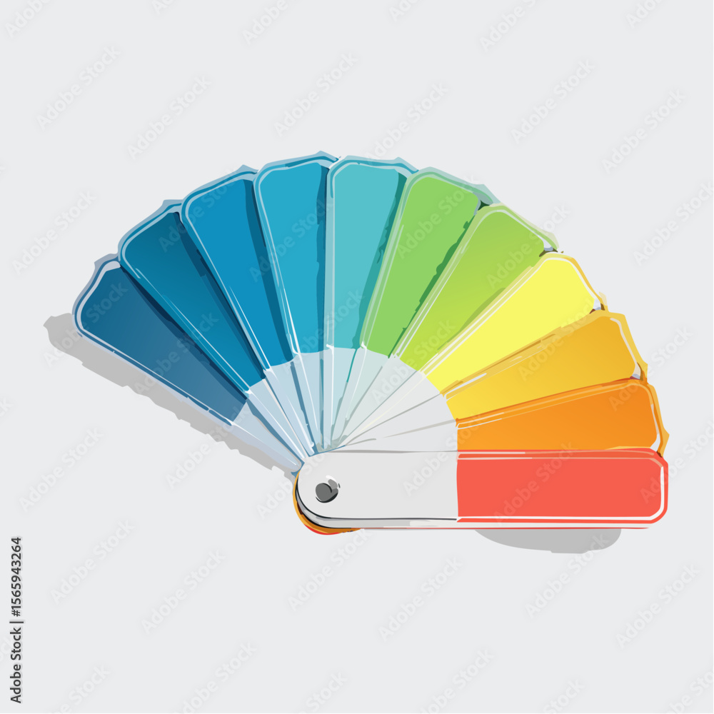 Poster a vector flat lay of five round sticker-style color swatches in a soft scandinavian palette. calm, m