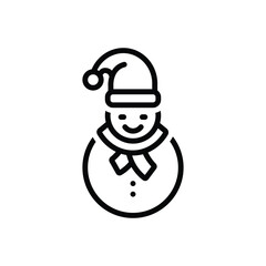Black line icon for snowman
