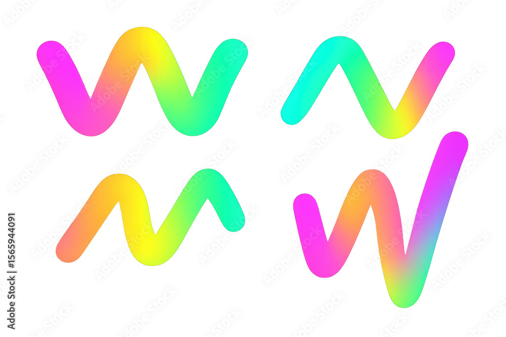 Poster vibrant gradient wavy lines blending dynamically, creating abstract design pattern with smooth color