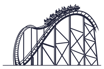 Rollercoaster Ride Dark Blue Silhouette Illustration