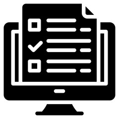 Online Exam Icon, Glyph style icon vector illustration, Suitable for website, mobile app, print, presentation, infographic and any other project.