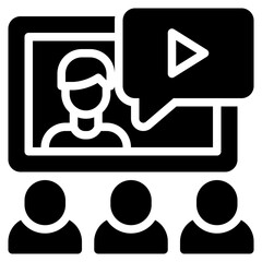 Webinar Icon, Glyph style icon vector illustration, Suitable for website, mobile app, print, presentation, infographic and any other project.