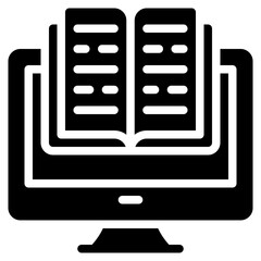 Ebook Icon, Glyph style icon vector illustration, Suitable for website, mobile app, print, presentation, infographic and any other project.