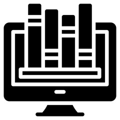 Online Library Icon, Glyph style icon vector illustration, Suitable for website, mobile app, print, presentation, infographic and any other project.