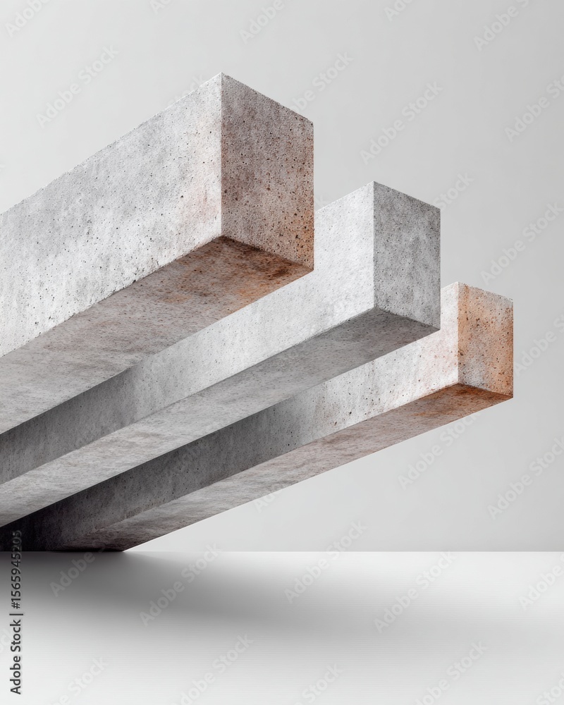Poster modern concrete bridge structure with defined supports and beams on blank background for architectur