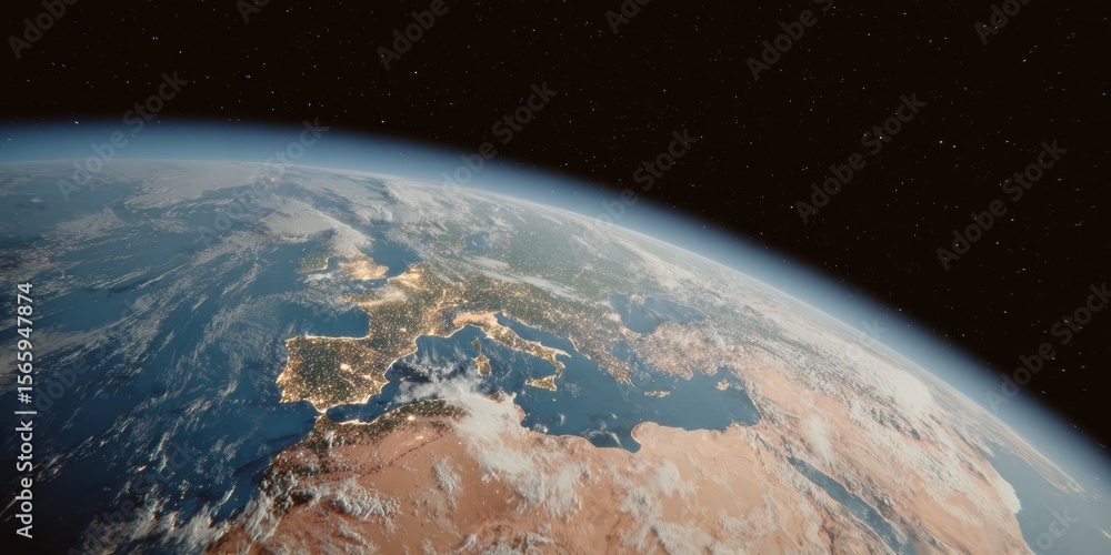 Aufkleber professional global technology network connecting earth with digital mesh modern high-quality innova