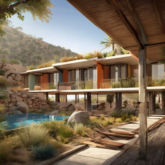 Architectural Visualization of Rift Valley in Analogous Colors Style