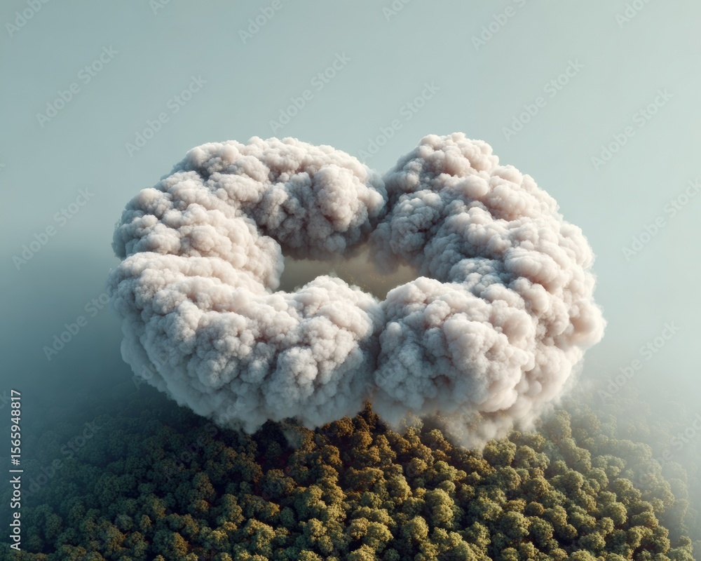 Aufkleber aerial view of rainforest canopy with co2 fog cloud symbolizing carbon emissions reduction in sustai
