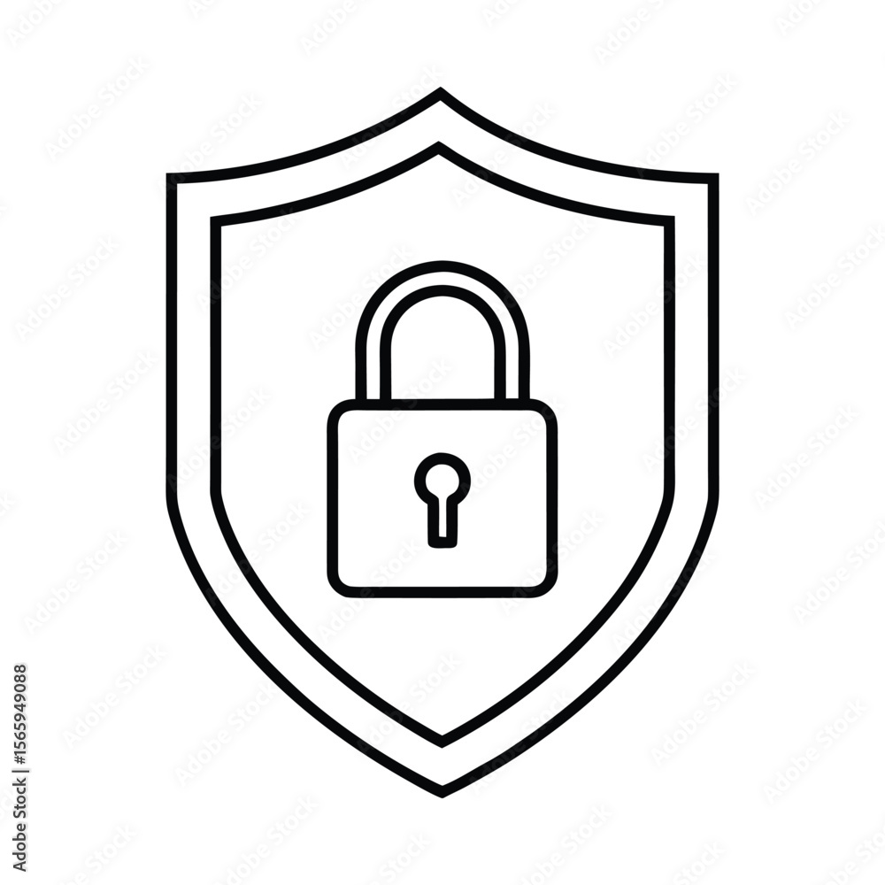 Poster vector lock icon on black button for web security a minimalist clean vector illustration of a shield