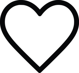 Bold Black Vector Heart Outline: Simple Love Icon